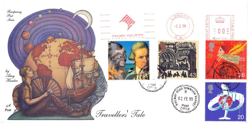 1999 (02) Travellers - 4d Post - Railway Road CDS + Railway Industry Association Meter Mark
