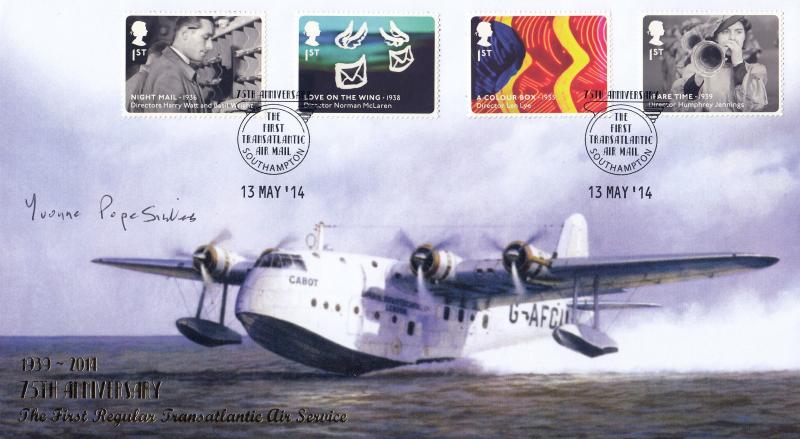 2014 (05) Great British Film (M/S) - Internet 'Tranatlantic Air Mail Service' Official - Signed by Yvonne Pope Sintes