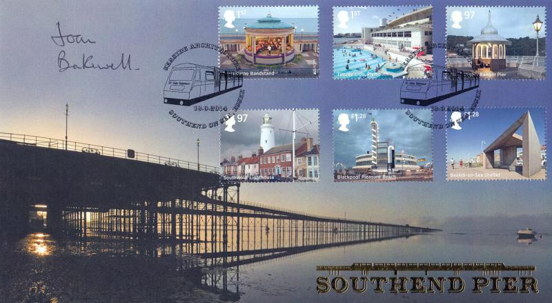 2014 (09) Seaside Architecture (Stamps) - Internet 'Southend Pier' Official - Signed by Joan Bakewell