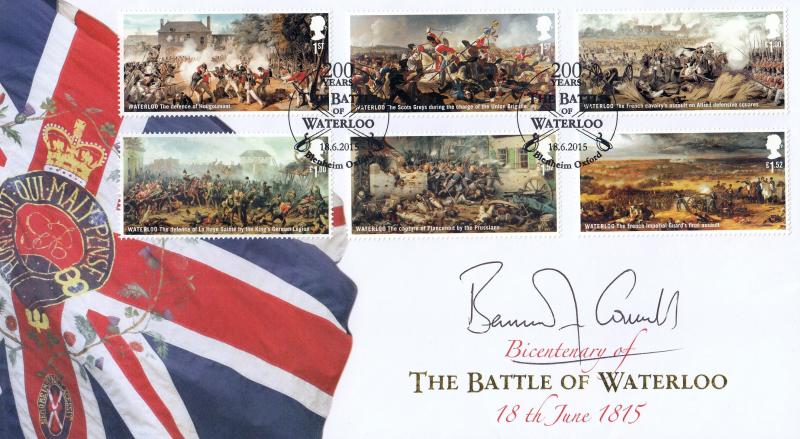 2015 (06) Battle of Waterloo (Stamps) - Internet 'Blenheim, Oxford (Swords)' Official - Signed by Bernard Cornwell