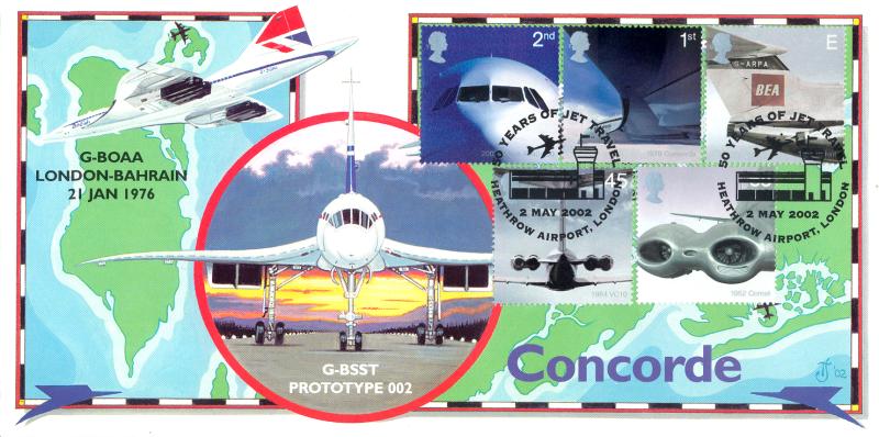 2002 (05) Airliners (Stamps) - Cambridge (Concorde G-BSST Prototype 002) Heathrow Official