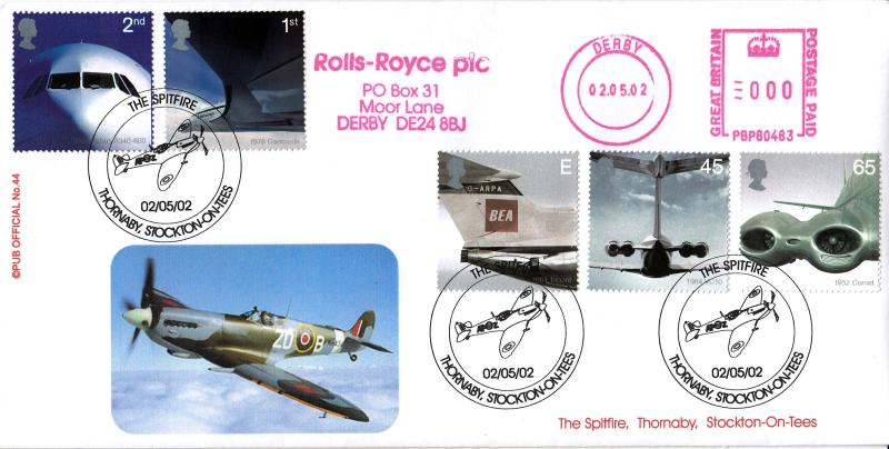 2002 (05) Airliners (Stamps) - Brazier 'The Spitfire' Pub Official + Rolls-Royce PLC Meter Mark