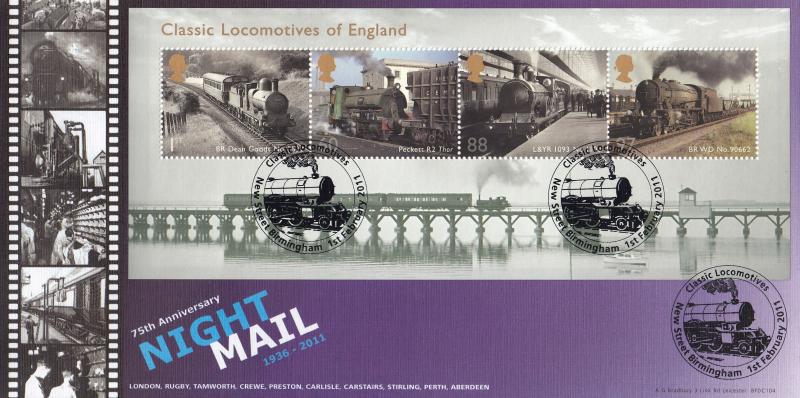 2011 (02) Locomotives of England M/S - Bradbury 'Night Mail' New Street Birmingham Special