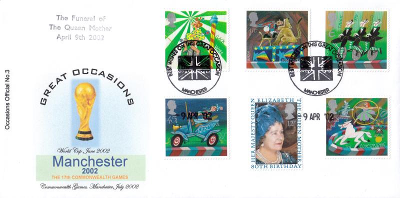 2002 (04) Circus - Brazier 'Occasions, Manchester' Official - WITH Queen Mother Funeral Cachet