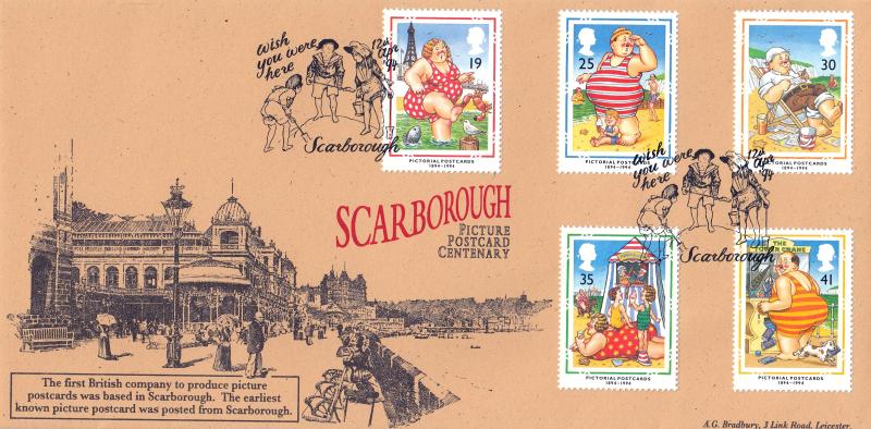 1994 (04) Postcards - Bradbury 'Wish You Were Here, Scarborough' Official