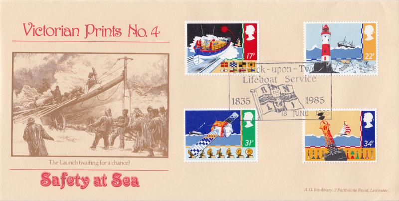 1985 (06) Safety At Sea - Bradbury Victorian Print 4 - Berwick-Upon-Tweed Lifeboat Service H/S