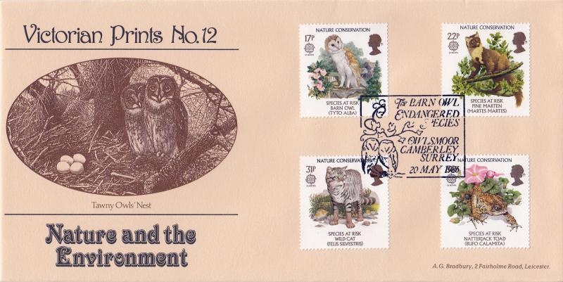1986 (05) Nature - Bradbury Victorian Print 12 - The Barn Owl Endangered Species, Owlsmoor H/S