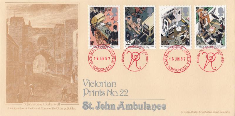 1987 (06) St John Ambulance - Bradbury Victorian Print 22 - National Postal Museum, Queen Victoria's Jubilee H/S
