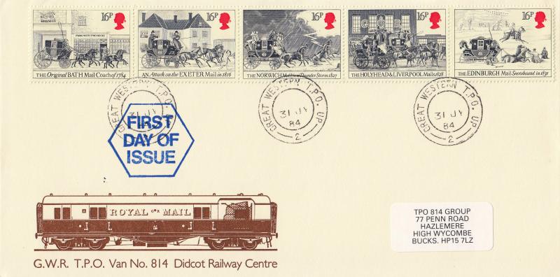 1984 (07) Royal Mail - GWR 814 TPO Cover - Great Western TPO UP 2 CDS + Cachet