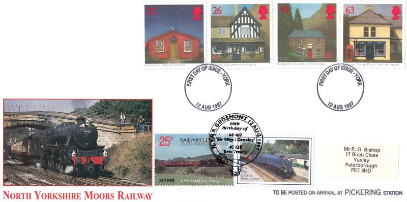 1997 (08) Sub Post Offices - North Yorkshire Moors Railway Cover - York FDI