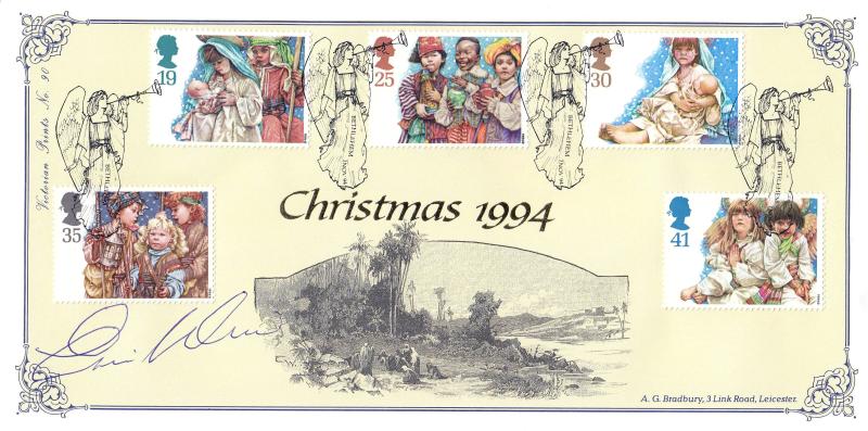 1994 (11) Christmas - Bradbury Victorian Print 90 Official - Signed by the late Ernie Wise