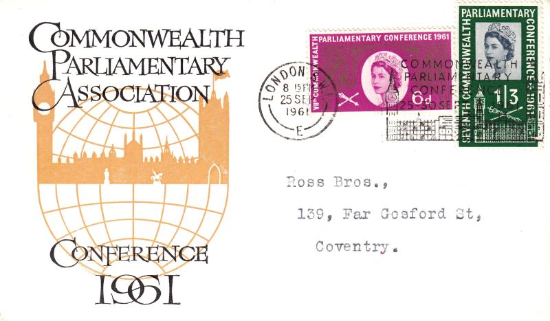 1961 (09) Parliamentary Conference - Colour Westminster & Globe Image Cover - London SW1 Parliamentary Conference Slogan