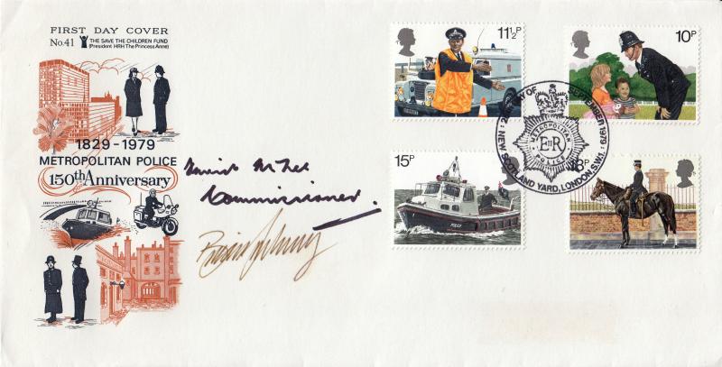 1979 (09) Police - Save The Children Fund Cover - New Scotland Yard H/S - Double Signed by Brian Sanders & David McNee
