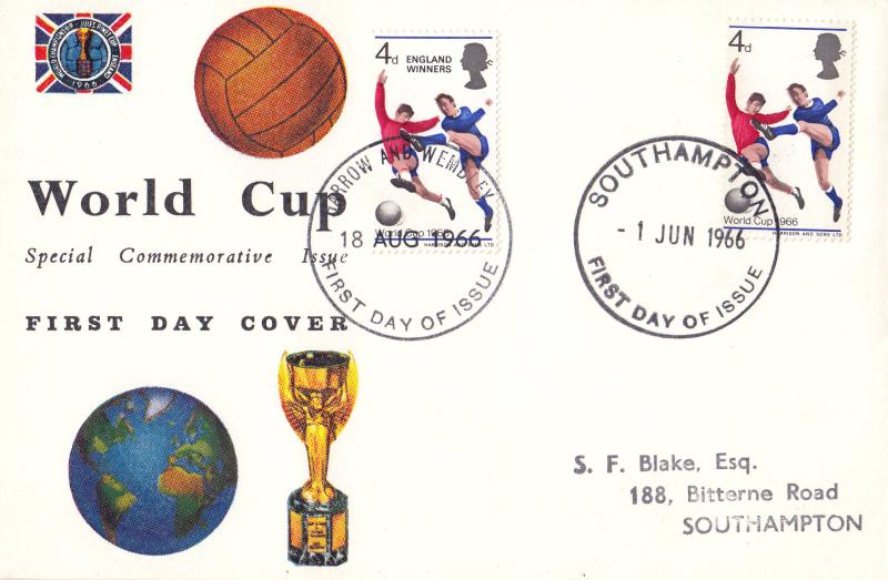 1966 (06) World Cup - Connoisseur - June & August 'Double' - Southampton FDI + Harrow & Wembley FDI