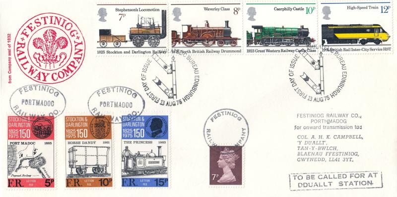 1975 (08) Railways - Festiniog Railway Co Cover - Edinburgh H/S