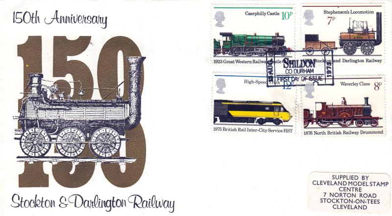 1975 (08) Railways - Shildon 'S & D R' Jubilee Cover - Shildon 'Ticket' H/S