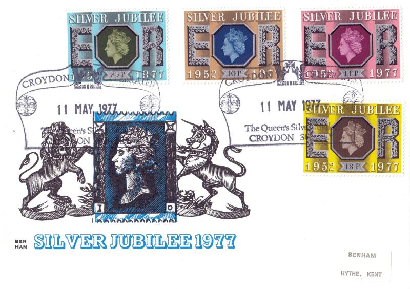 1977 (05) Jubilee - Benham Engraved - Croydon Celebrates The Queen's Silver Jubilee H/S