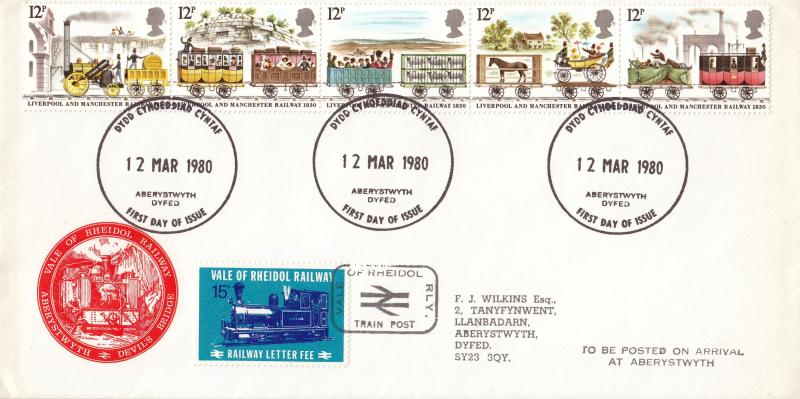 1980 (03) Liverpool & Manchester Railway - Vale of Rheidol Railway Cover - Aberystwyth FDI