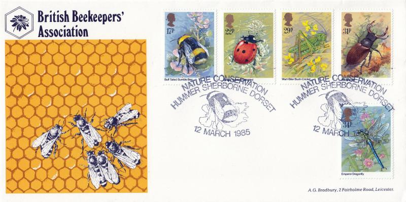 1985 (03) Insects - Bradbury 'British Beekepers Association' Cover - Nature Conservation, Hummer H/S