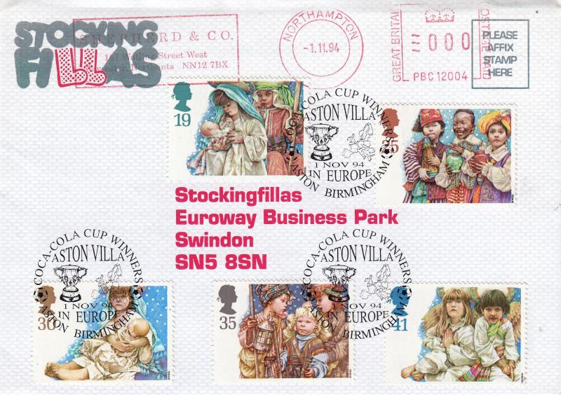 1994 (11) Christmas - Stocking Fillas Cover - Aston Villa in Europe H/S + Shepherd & Co Meter Mark