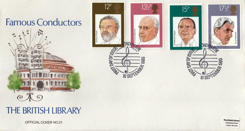 1980 (09) Composers - British Libray 21 - London SW H/S - but the HAND PAINTED Version!