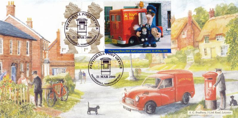 2000 (03) Postman Pat Label - Bradbury 'Mail Van' Cover - Pattishall Post Office H/S