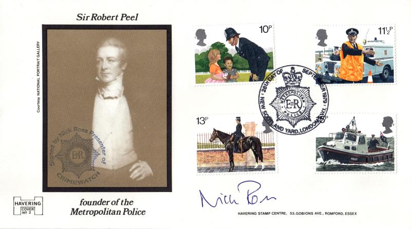 1979 (09) Police - Havering 'Sir Robert Peel' Cover - Metropolitan Police H/S - Signed by Nick Ross