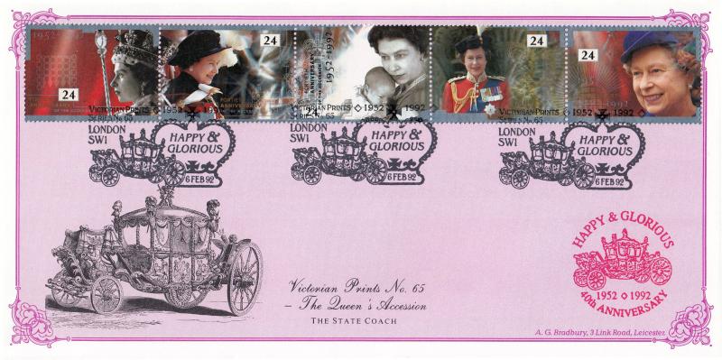 1992 (02) Accession - Bradbury Victorian Print 65 Official (Red Cachet)