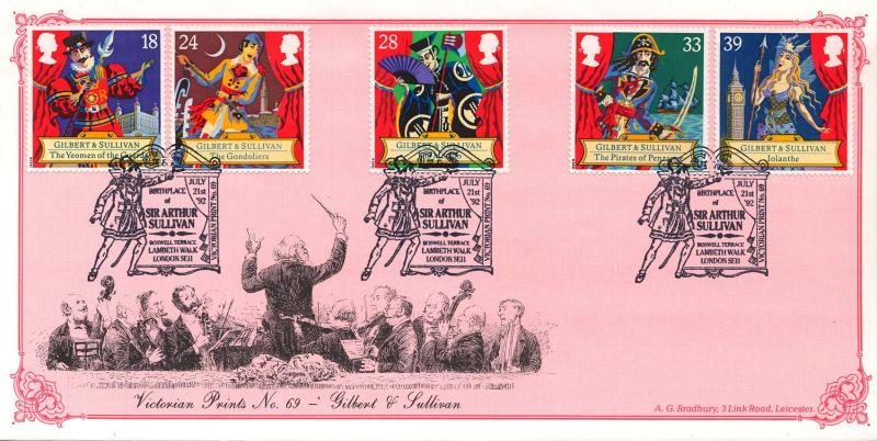 1992 (07) Gilbert & Sullivan - Bradbury Victorian Print 69 Official