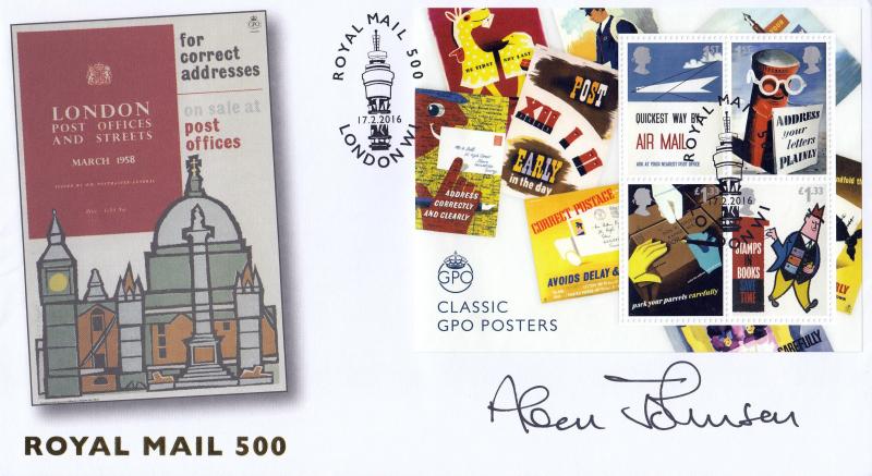 2016 (02) Royal Mail 500 (M/S) - Internet 'NW1 Post Office Tower' Official - Signed by Alan Johnson MP