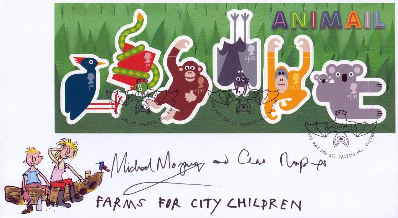 2014 (05) Animail M/S - Internet 'David's Hill (Bat)' Official - Signed by Michael and Clare Morpurgo