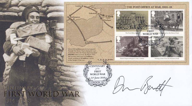 2016 (06) World War I (M/S) - Internet London EC1 (Wreath)' Official - Signed by Duncan Barrett