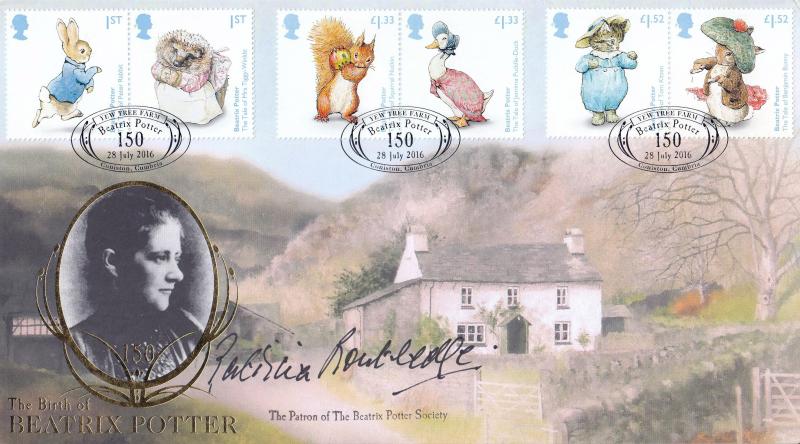 2016 (07) Beatrix Potter (Stamps) - Internet 'Yew Tree Farm' Official - Signed by Patricia Routledge