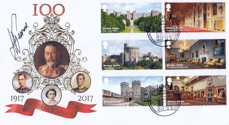 2017 (02) Windsor Castle (Stamps) - Internet Stamps 'House of Windsor' Official - Signed by Admiral Sir James Perowne