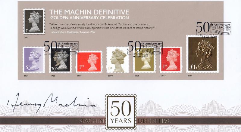 2017 (06) Machin 50th Anniversary Celebration M/S - Internet 'London SW1 Wavy Line' Special - Signed by Henry Machin