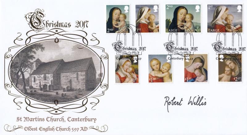 2017 (11) Christmas (Stamps) - Internet 'St Martins Church, Canterbury' Official - Signed by Revd Dr Robert Willis