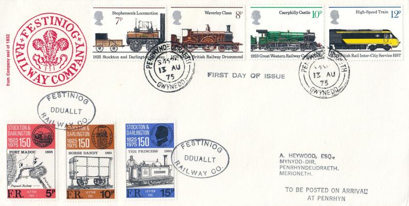 1975 (08) Railways - Festiniog Railway Co Cover - Penrhyndeudraeth CDS