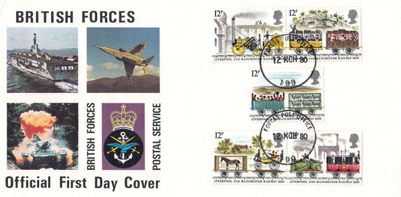 1980 (03) Liverpool & Manchester Railway - British Forces Postal Services Cover - Forces Post Office 199 CDS