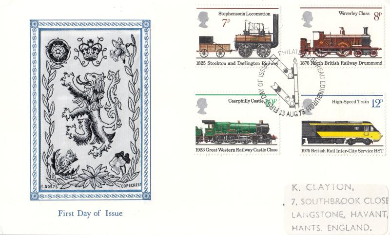 1975 (08) Railways - Textiles & Philately (Copecraft) Cover - Edinburgh H/S