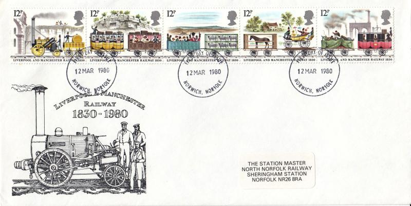 1980 (03) Liverpool & Manchester Railway - M Seymour Cover - Norwich FDI