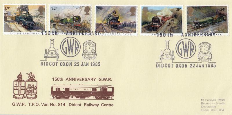 1985 (01) Famous Trains - GWR 814 TPO Official (NO Cachets)