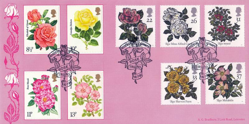 1991 (07) Roses - Bradbury 'Roses on Stamps, Truro' Official