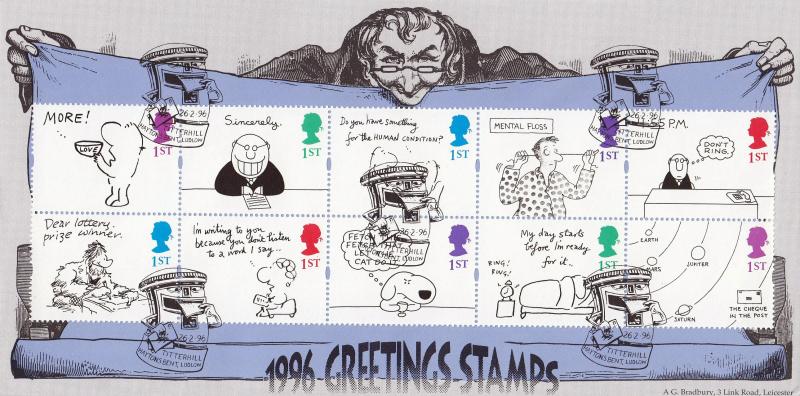 1996 (02) Greetings - Bradbury 'Laughing Post Box', Titterhill Official