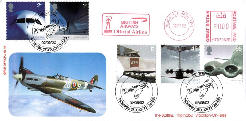 2002 (05) Airliners (Stamps) - Brazier 'The Spitfire' Pub Official + British Airways Meter Mark
