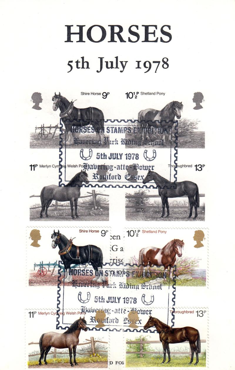 1978 (07) Horses - Post Office Promo Card - Full Set Added - Havering Park Riding School H/S