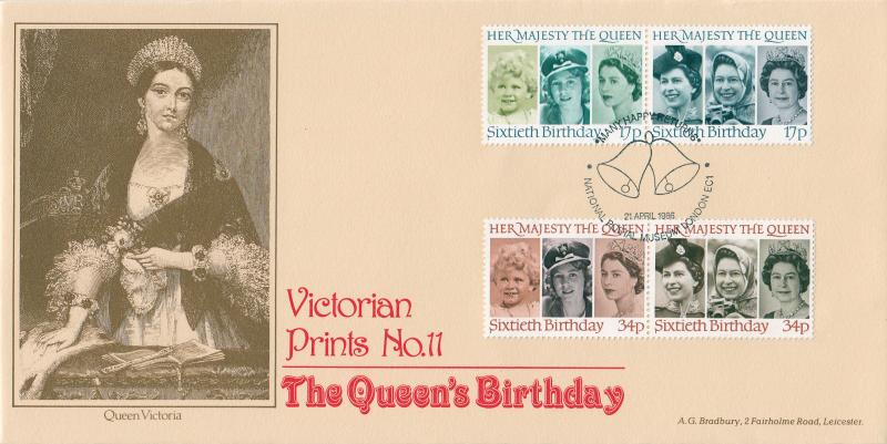 1986 (04) Queen's 60th Birthday - Bradbury Victorian Print 11 - National Postal Museum H/S