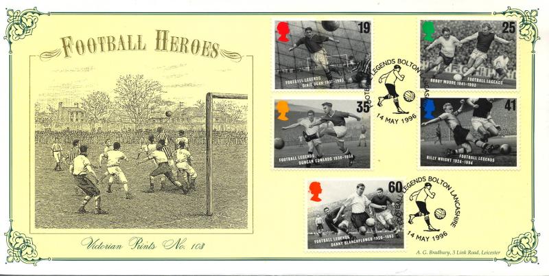 1996 (05) Football Legends - Bradbury Victorian Print 103 'Bolton' Official