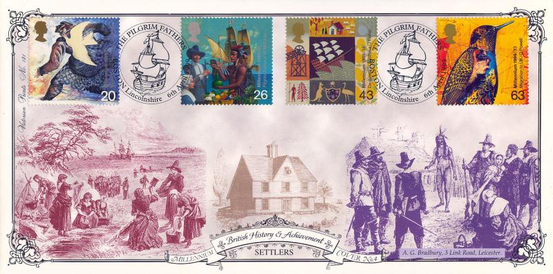 1999 (04) Settlers - Bradbury Victorian Print 131 'Pilgrim Fathers, Boston' Official