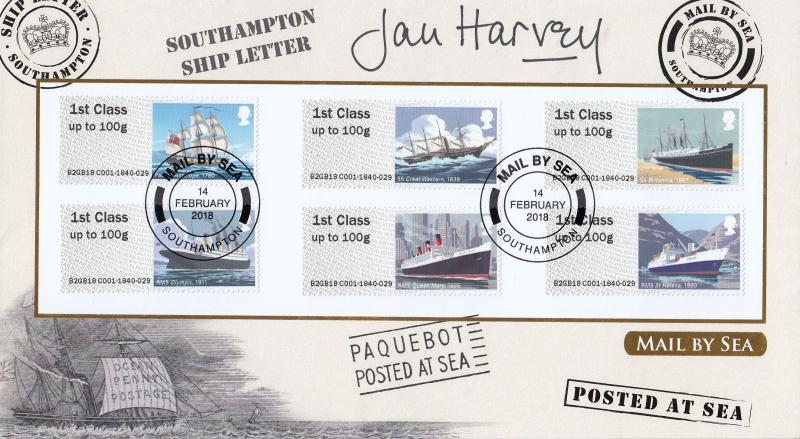 2018 (02) Mail by Sea Post & Go - Internet 'Southampton' Official - Signed by Jan Harvey