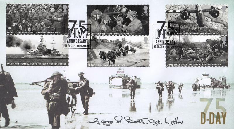 2019 (06) D-Day Landing (Stamps) - Internet 'Portsmouth' Official - Signed by George Batts